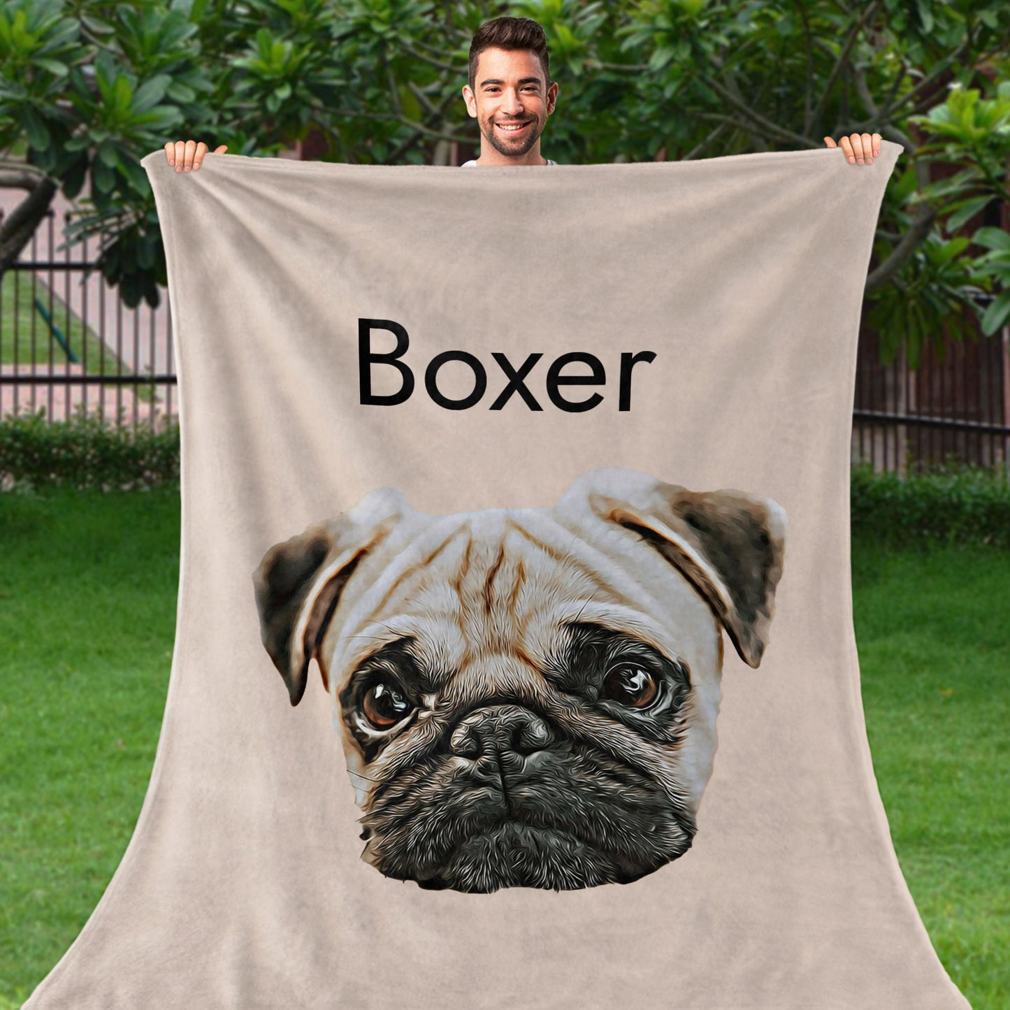 Blanket with Custom Pet Portrait