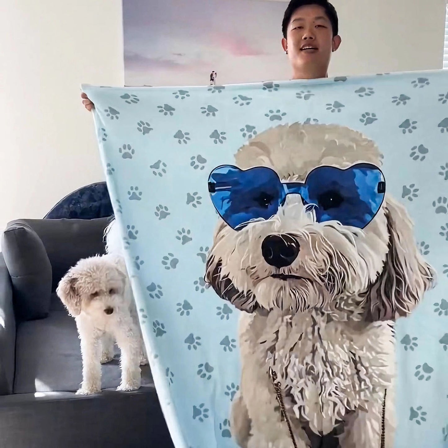 Blanket with Custom Pet Portrait