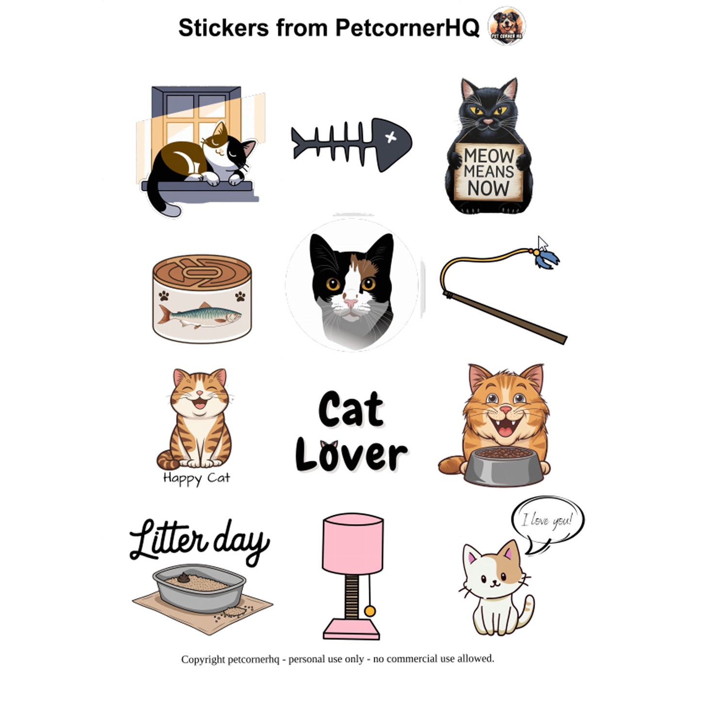 Goodnotes digital stickers for cat lovers